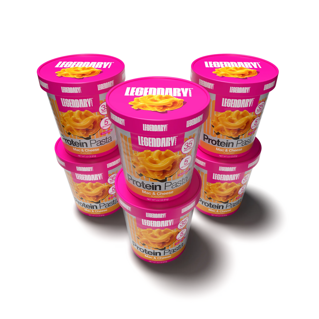 Six Cups of Legendary Foods Mac & Cheese Protein pasta 