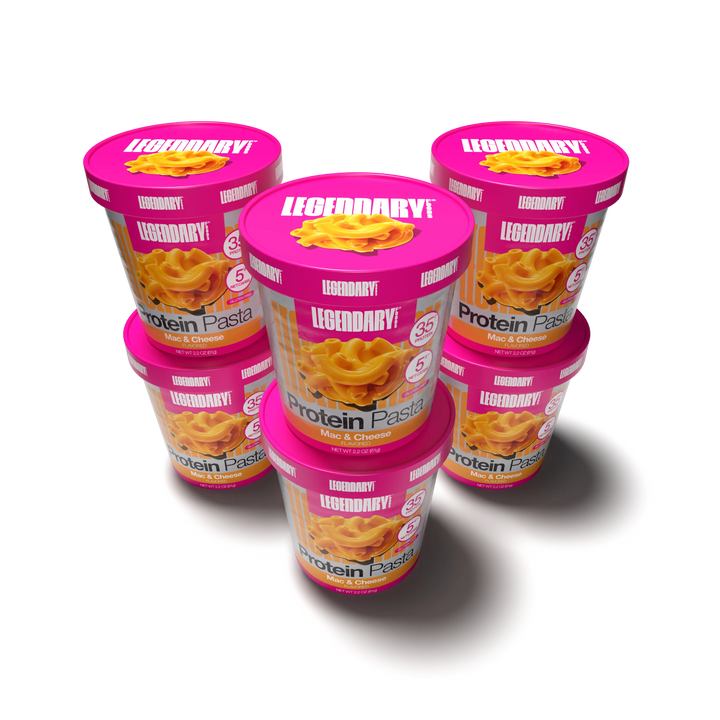 Six Cups of Legendary Foods Mac & Cheese Protein pasta 