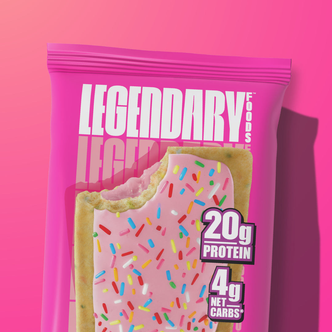 birthday cake protein pastry with 20 grams of protein