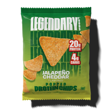 Package of jalapeno cheddar popped protein chips