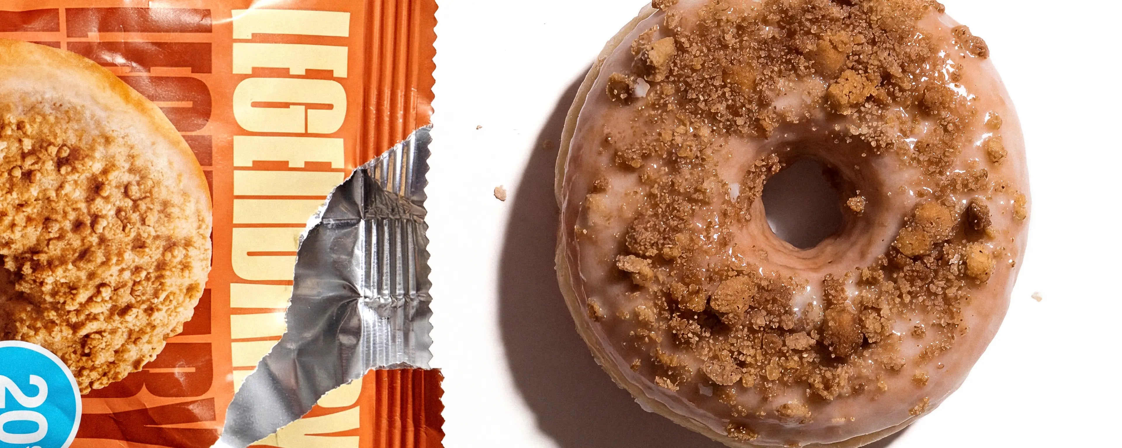 Zoomed in shot of a Cinnamon Crumble protein donut
