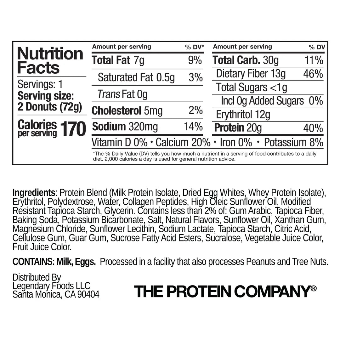Nutrition facts and ingredient information for Blueberry protein donuts