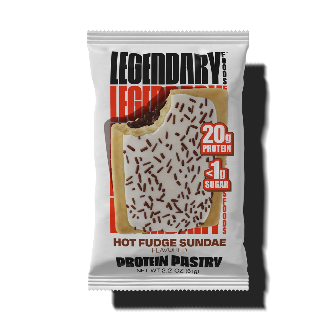 Protein pastry hot fudge sundae on a transparent background