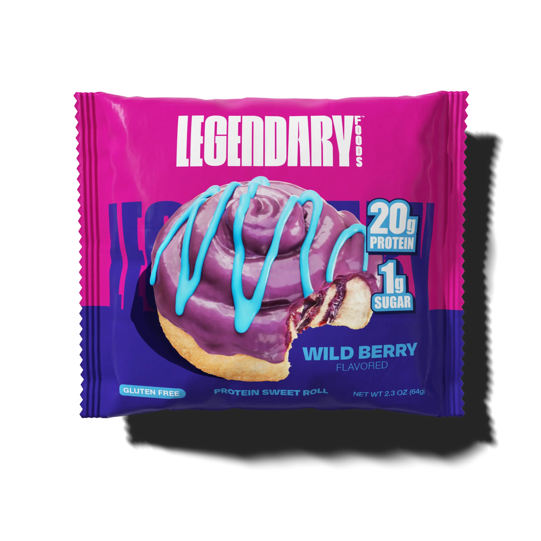 Wild Berry Protein Sweet Roll package on a clear background