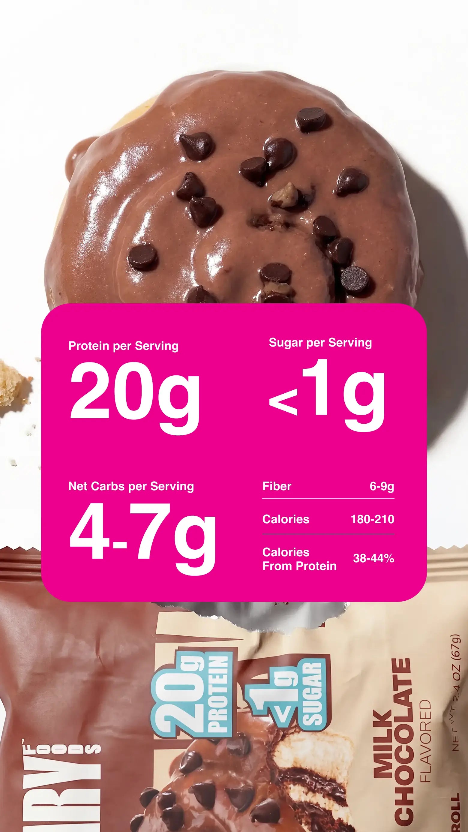 Zoomed in product photography with nutrition ranges for the Chocolate All Stars bundle