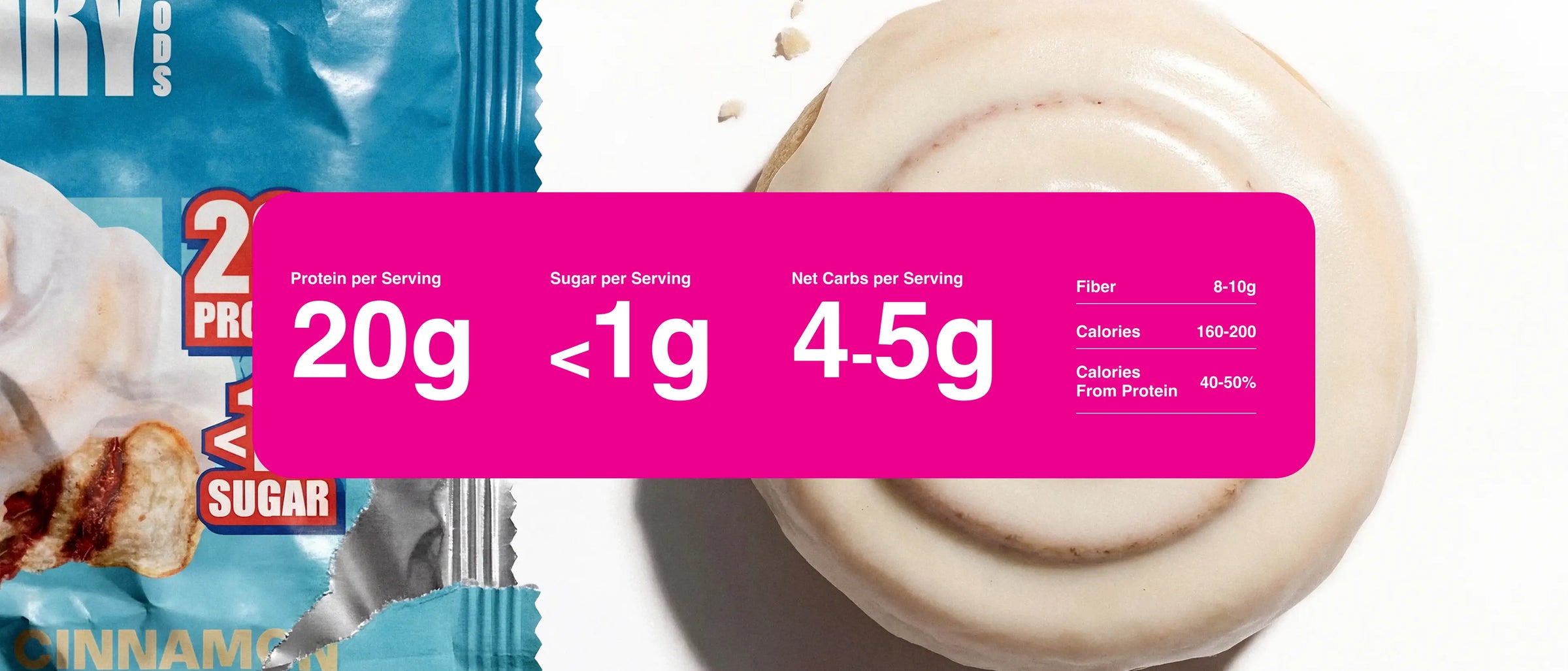 Zoomed in product photography with nutrition ranges for the Cinnamon Trio bundle