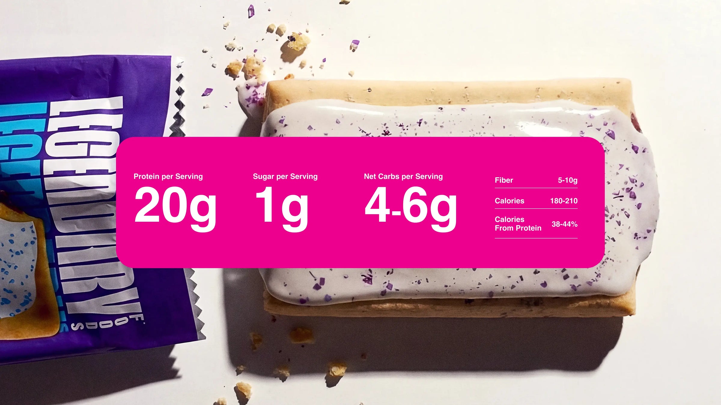 Zoomed in product photography with nutrition ranges for the Variety Pack