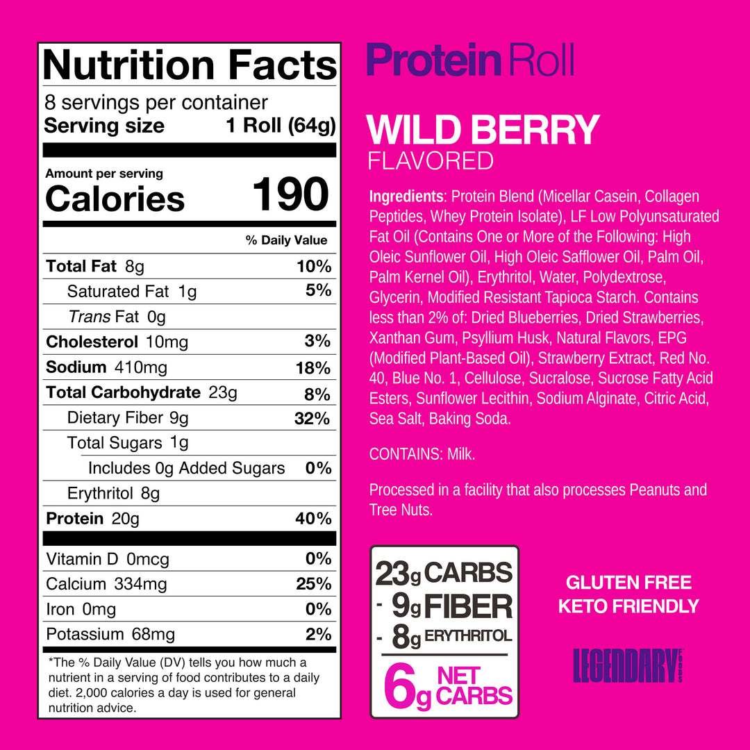 Nutrition facts and ingredient information for Wild Berry Protein Sweet Roll. 